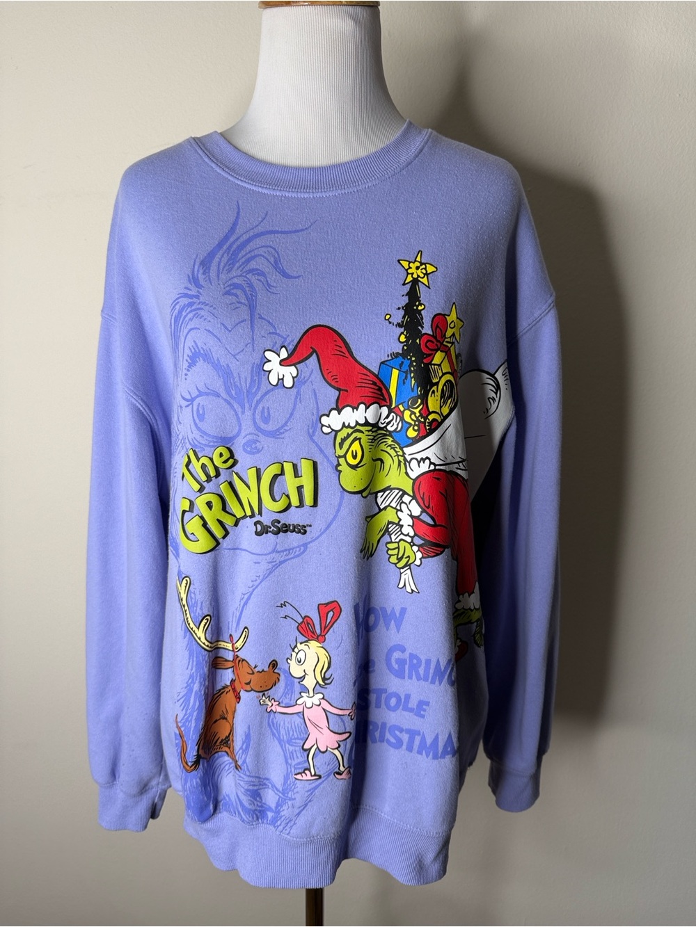 The Grinch Dr. Seuss Purple Christmas Themed Sweatshirt